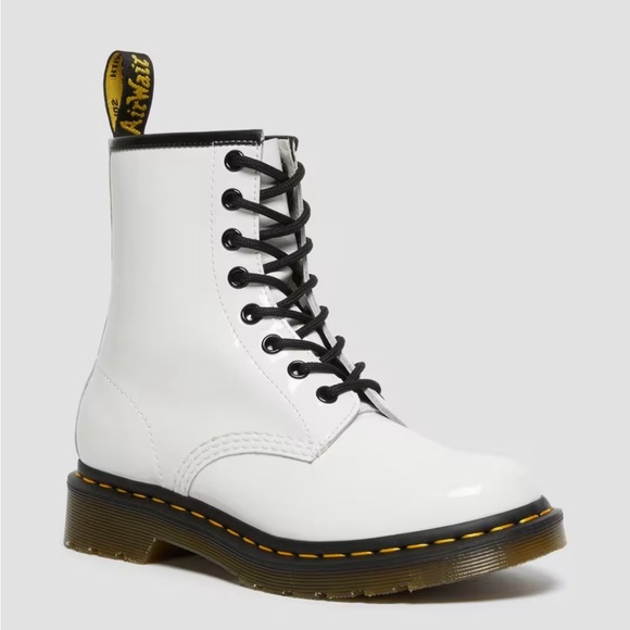 Dr. Martens Shoes - Dr Martens White Patent Leather Boots New Condition Size 37 Never Worn